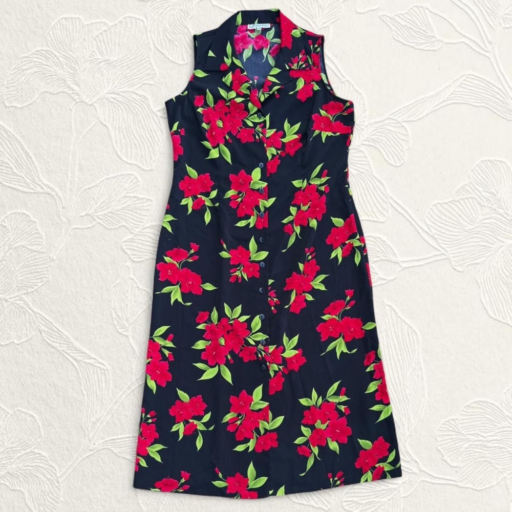 Dressbarn Floral maxi Dress - Black and Red size 14